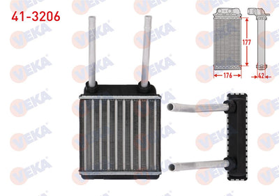 Veka 41-3206 Heater Core Mechanical Opel Vectra A 1.4 Borulu 1988-1995 — Heater & Blower