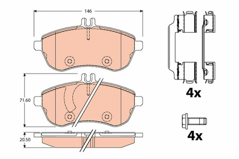 TRW GDB2056 Front Brake Pad Set for E-Series and C-Series Vehicles — Brake Pads