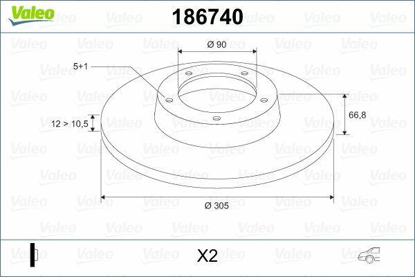 VALEO 186740 Brake Discs - Master II Minibuses — Brake Rotors & Drums