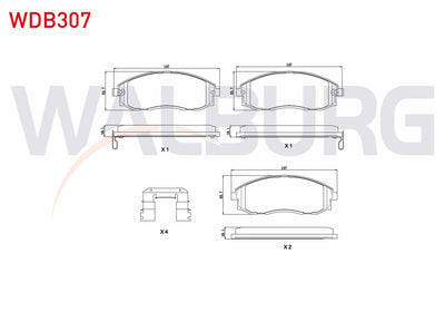 WALBURG WDB307 Brake Pad Front with Wear Indicator Hyundai Starex 2.4i 1997-2003 / Starex 2.5 CRDi 1997-2007 / S — Brake Pads