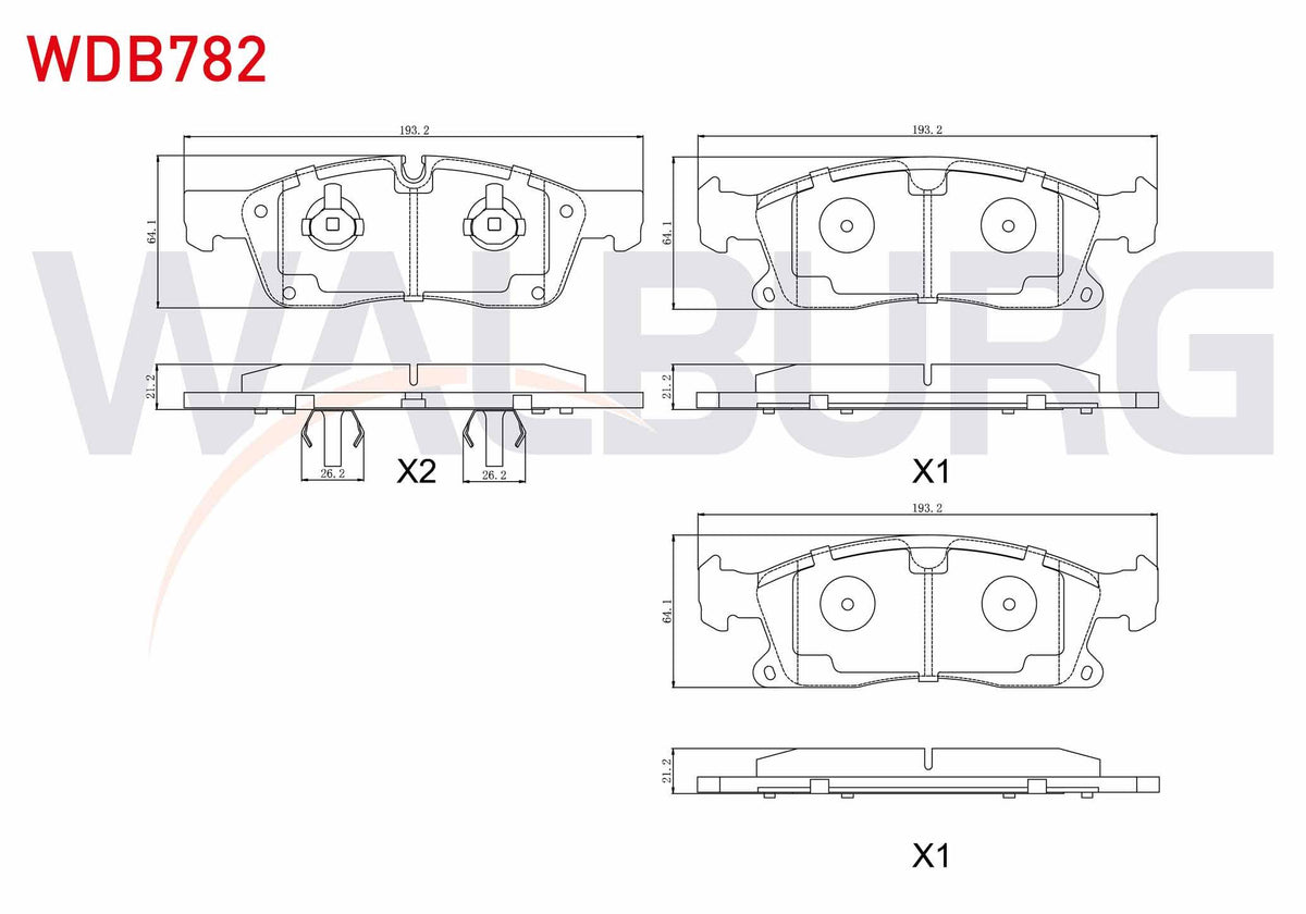 WALBURG WDB782 Brake Pad Front Mercedes M Series (W166) Ml 250 CDI 2011 — Brake Pads