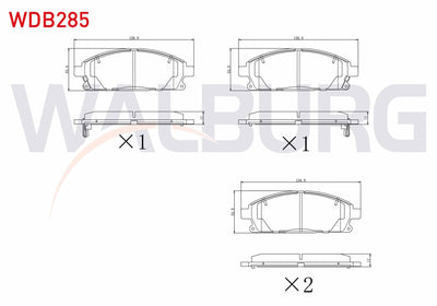 WALBURG WDB285 Brake Pad Front with Wear Indicator Nissan X-Trail (T30) 2.0i 2001-2007 / X-Trail (T30) 2.5i 2001 — Brake Pads