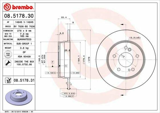 BREMBO Brake Disc Set 08.5178.31 - Coated, Compatible with Mercedes Models — Brake Rotors & Drums