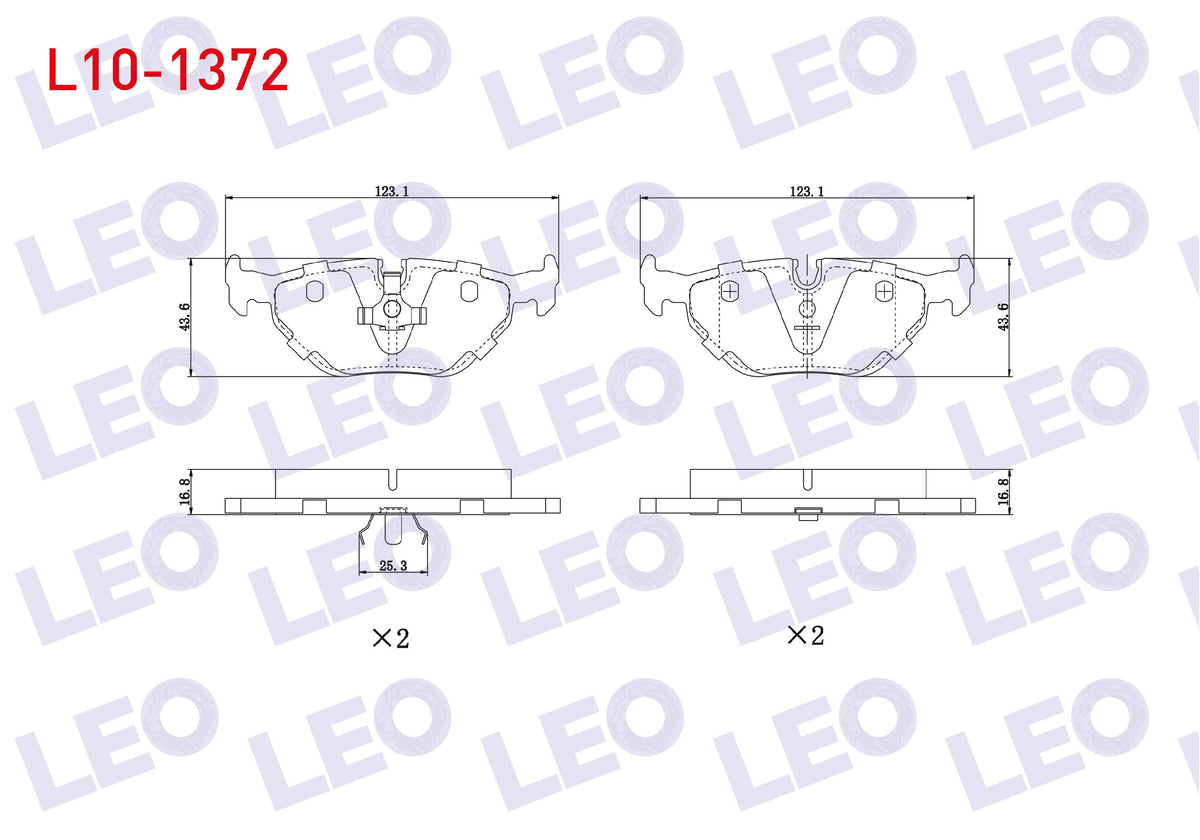 LEO L10-1372 Brake Pad Rear BMW 5 Series (E34) 518 i 1987-1995 / (E34) 520 i 1987-1995 / (E34) 525 i 1987-1995 / — Brake Pads