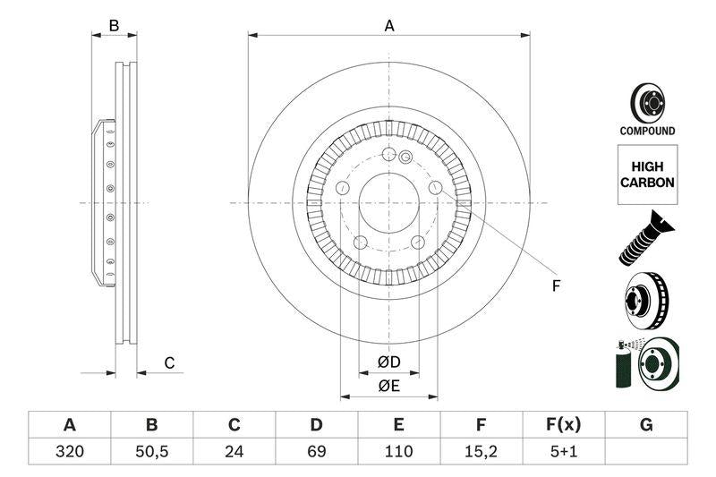 Bosch 0986479H39 Brake Disc Rear Mercedes S-Class W222 C217 — Brake Rotors & Drums