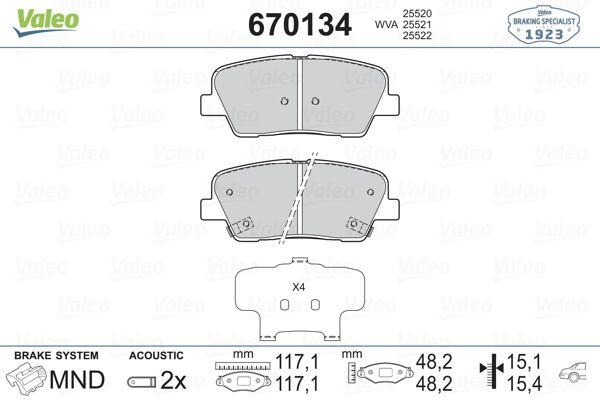 Valeo 670134 Brake Pad Rear Hyundai Santa Fe 06-12/Genesis 11-/Kia Sorento 09-