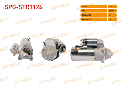 SPAGO SPG-STR1124 Starter Motor 12V 2.2Kw 10 Outer Cw (Str5600) Escort-Focus-C-Max-Connect-1.8 TDCi — Starting & Charging