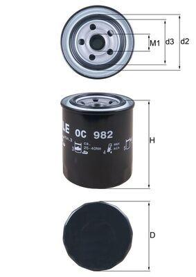 Mahle OC982 Oil Filter Forester (Sh, Sj) 2.0 TD 08-18