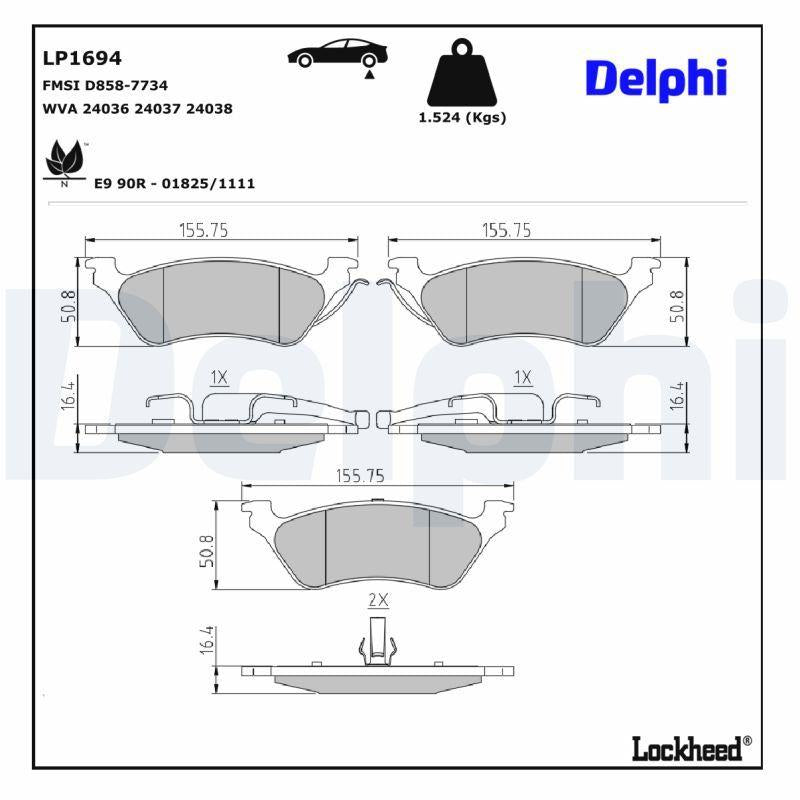 Delphi LP1694 Rear Brake Pad Chrysler Voyager IV 2.4/2.5/3.3 00-08 — Brake Pads
