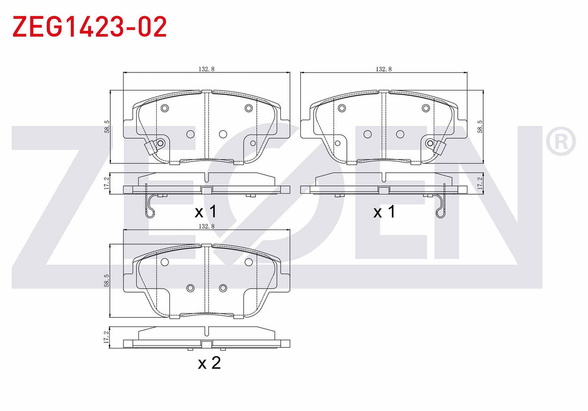 Zegen ZEG1423-02 Brake Pad Front with Wear Indicator Kia Rio III 1.25 Cvvt 2011-2014 / Rio III 1.4 Cvvt 2011-201 — Brake Pads