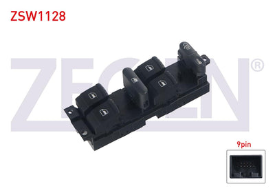 Zegen ZSW1128 Glass Release Switch Group Rear Glass Release Lock Resımlı 9 Pin Golf IV-V-Passat-Bora-Leon-Toledo 1998-2009