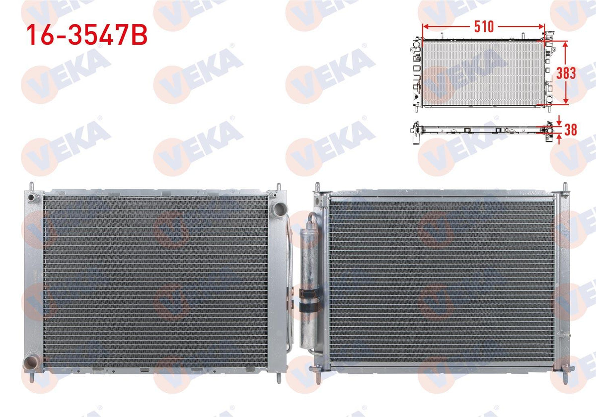 Veka 16-3547B Su Radiator Brazing + A/C Radiator Tuplu Renault Clio III (Br0 / 1 — Radiators & Fans