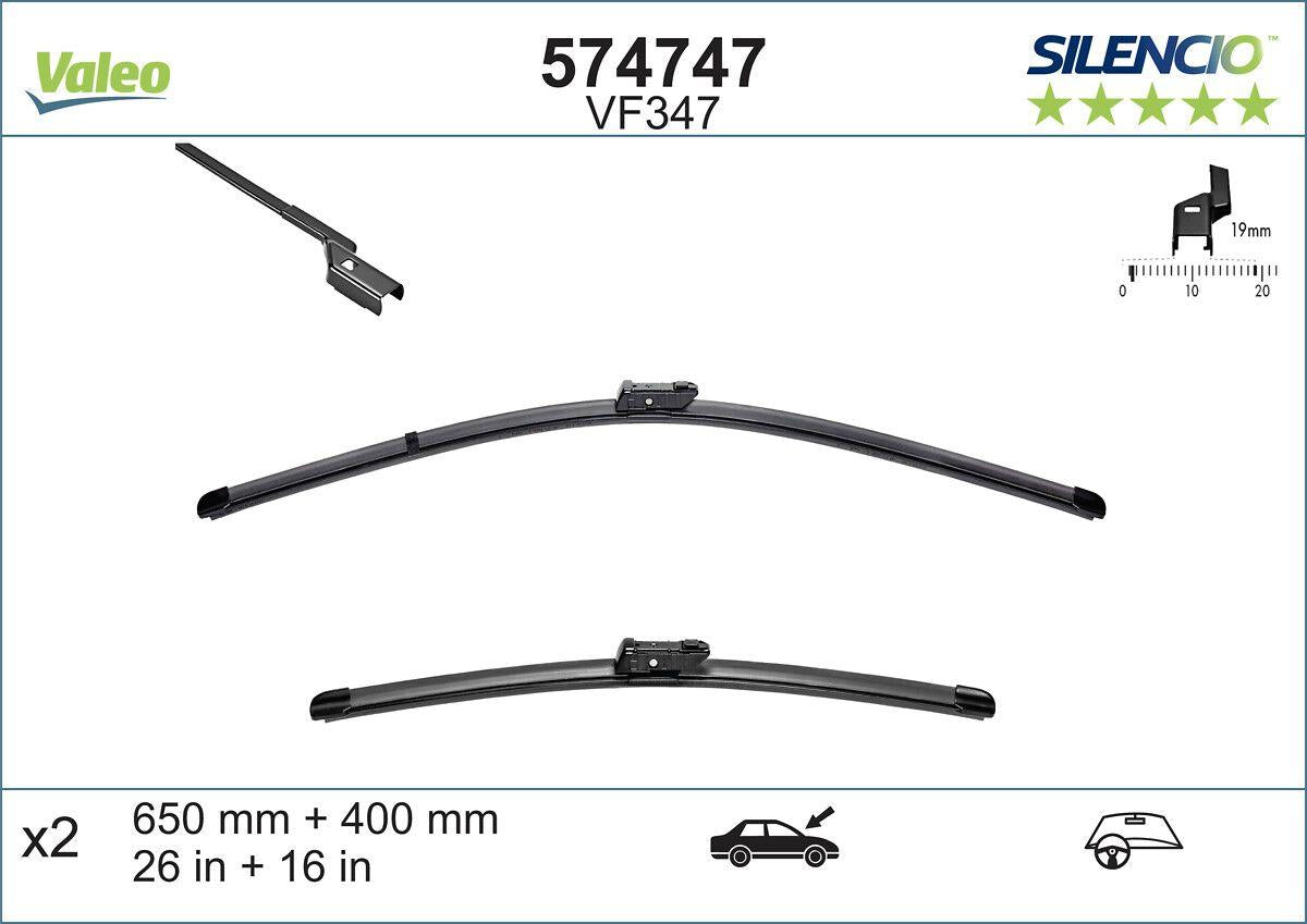 Valeo 574747 Silencio X-Trm Flat Blade Peugeot 208 12- Vm347 650+400mm