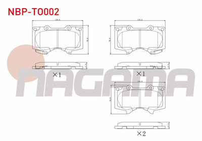NAGAMA NBP-TO002 Brake Pad Front with Wear Indicator Toyota HI-Lux VIII Revo Pick Up 2.4 D 4X2 Esplı 2015-/ HI-Lux Pick Up 2.5 D 2005-2008 / Land Cruiser (J12) 3.0 D-4.0i 2002-2008 / Mitsubishi Pajero IV
