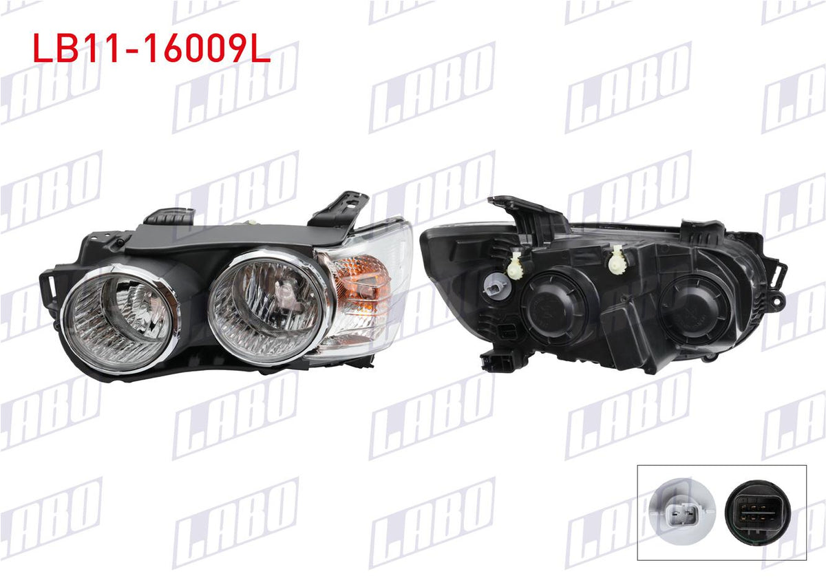LABO LB11-16009L Headlight Left Chrome with Ring Chevrolet Aveo (T300) 2011 — Headlights