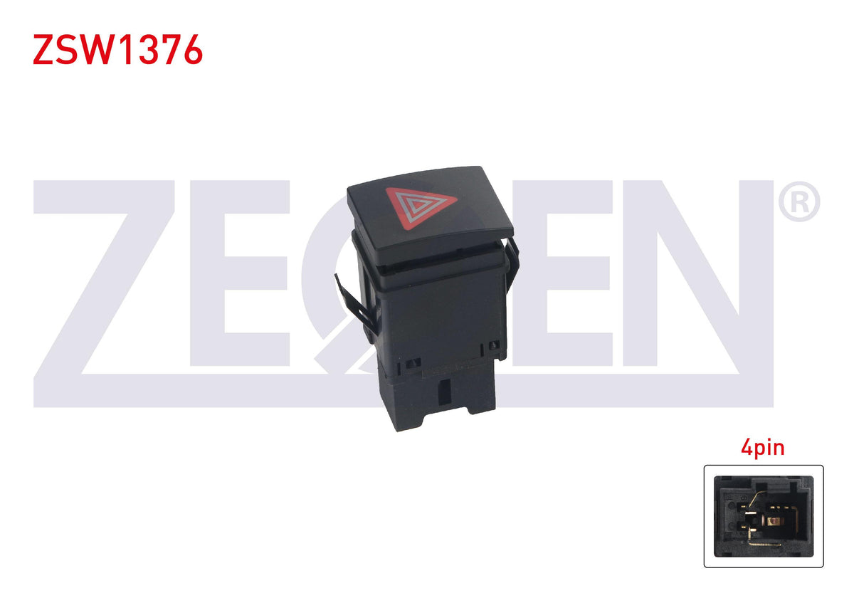 Zegen ZSW1376 Flasher Switch 4 Pin Volkswagen Polo 2001-2012 — Switches & Relays