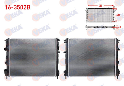 Veka 16-3502B Su Radiator Brazing M-T Renault Clio II 1.5 dCi-1.4-1.6 1998-2005 / Kangoo 1.5 dCi 1998-2008 — Radiators & Fans