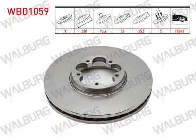 WALBURG WBD1059 Brake Disc Front Air 5 Bjn 308X33x93,4X55 — Brake Rotors & Drums
