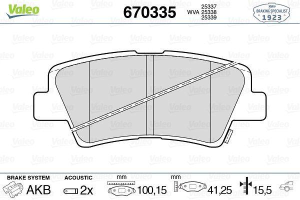 Valeo 670335 Brake Pad Rear Hyundai Accent Blue/Elantra/i20/i30/i40/Tucson/Sonata — Brake Pads