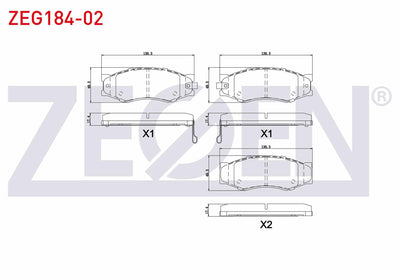 Zegen ZEG184-02 Brake Pad Front with Wear Indicator Nissan Navara (D22) 2.5 dCi 1997-2004 / Pick Up (D21) 2.5 D — Brake Pads