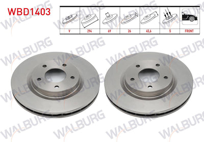 WALBURG WBD1403 Brake Disc Front Air 5 Bjn 294X26x69x45,5 Mitsubishi Asx (Ga — Brake Rotors & Drums