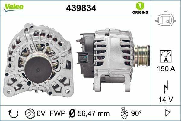 VALEO 439834 Alternator 14V 150A - Compatible with K9K Captur, Clio IV, Kangoo — Starting & Charging