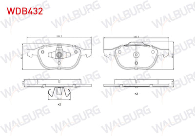 WALBURG WDB432 Brake Pad Front Ford Focus II 1.6i 2004-2011 / Focus II 1.6 TDCi 2004-2011 / C-Max I 1.6 TDCi 200 — Brake Pads