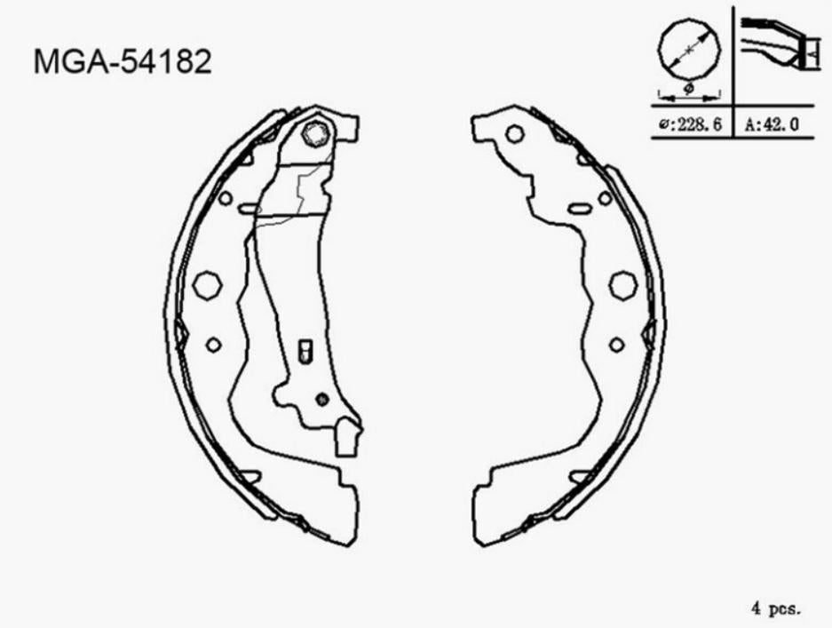 MGA 54182 Rear Brake Pad Set Renault Clio IV 2012-2018, Kangoo express 2021 and 4 more models — Brake Pads