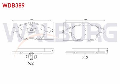 WALBURG WDB389 Brake Pad Front Opel Vectra C 1.6 16V 2002-2008 / Vectra C 1.9 CDTi 2002-2008 / Vectra C 2.0 DTi — Brake Pads