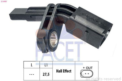 Facet 21.0007 ABS Sensor Front Left A3 Tt Leon Toledo Octavia Superb Caddy Golf Jetta Passat Touran Tra — Brake Sensors & ABS