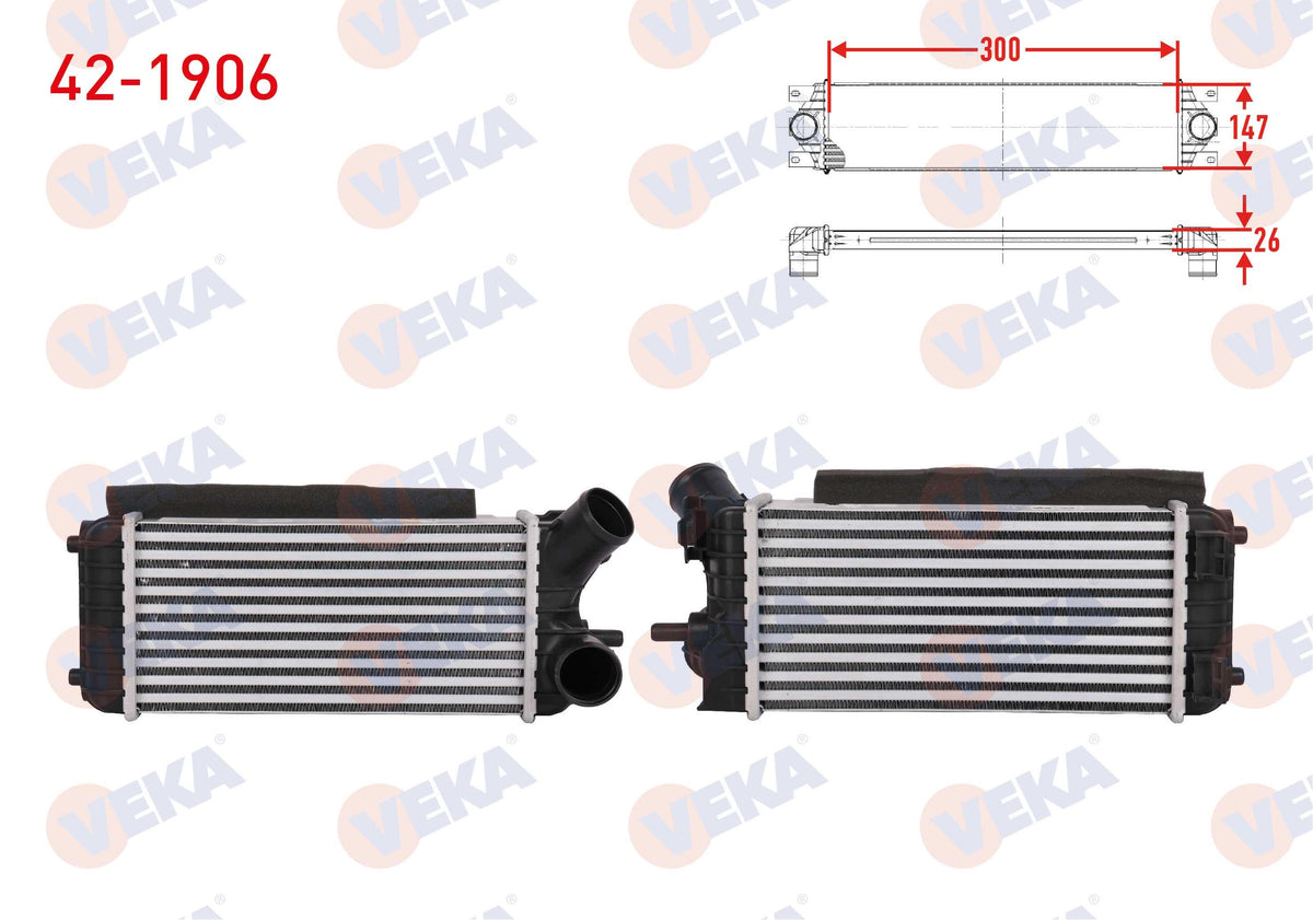 Veka 42-1906 Turbo Radiator (Intercooler) Ford C-Max 1.6 TDCi 2010 — Radiators & Fans
