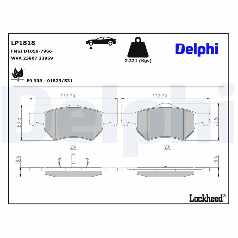 Delphi LP1818 Front Brake Pad Chrysler Grand Voyager III IV — Brake Pads