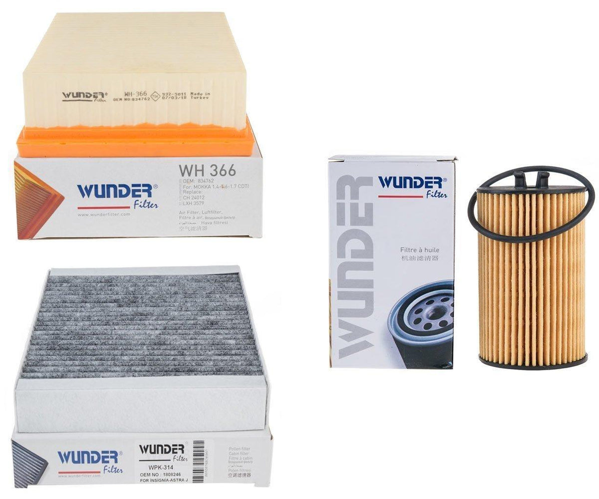 Wunder Opel Mokka 1.4 / 1.6 Gasoline Maintenance Filter Set - Quality Air, Cabin — Maintenance & Service Kits