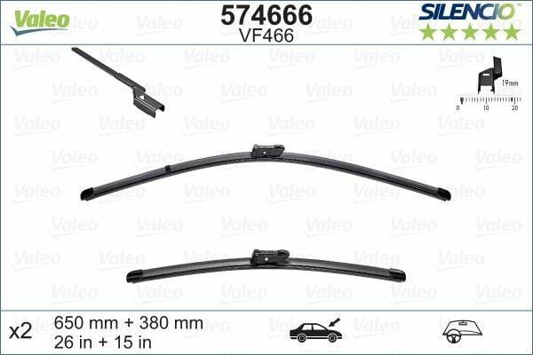Valeo 574666 Wiper Blade Set - 26 Inch & 15 Inch for 09 Fiesta — Wipers