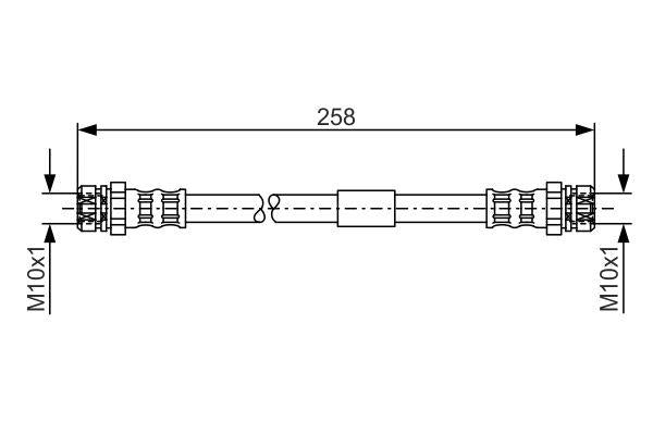 Bosch 1987481369 Brake Hose Rear 258.00 mm VW — Brake Hydraulics
