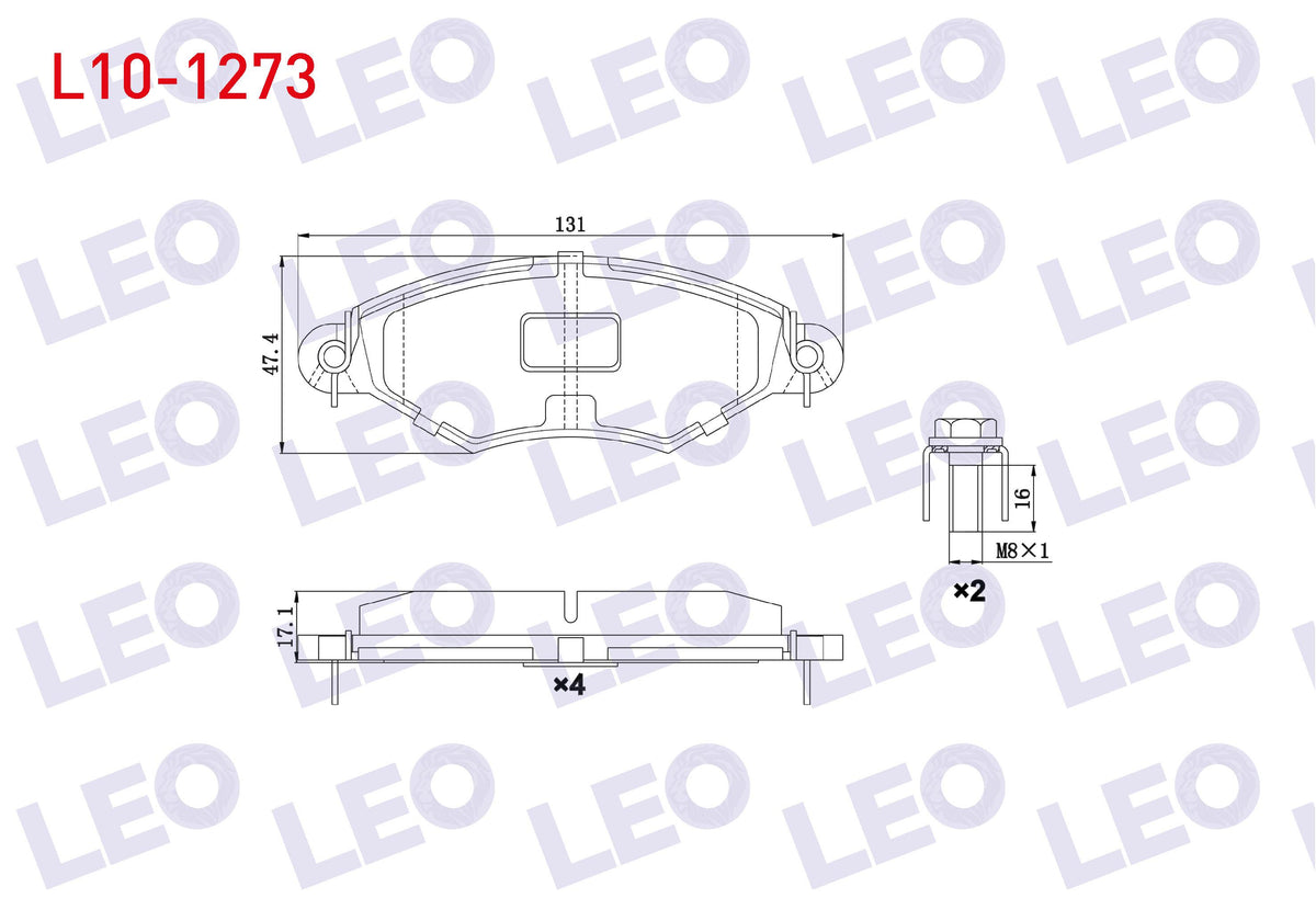 LEO L10-1273 Brake Pad Front Peugeot 206 (2A / C) 1.4 HDi 1998-2006 / 206 (2A / C) 1.6 HDi 1998-2006 / 306 (7B — Brake Pads