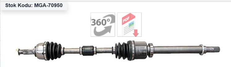 MGA 70950 Axle Complete Right-(Nissan: Micra K12) 1.5Dci 2003 > Note E11 1.5 dCi 2006 >) (23×26×89 — Axles, CV Joints & Boots