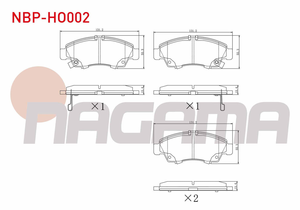NAGAMA NBP-HO002 Brake Pad Front with Wear Indicator Honda Civic VI 1.4i 1995-2001 / Civic VI 1.5i 1995-2001 / C — Brake Pads