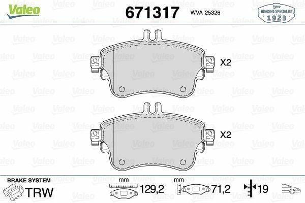 VALEO 671317 Front Brake Pads - 13-A-Series (A180)