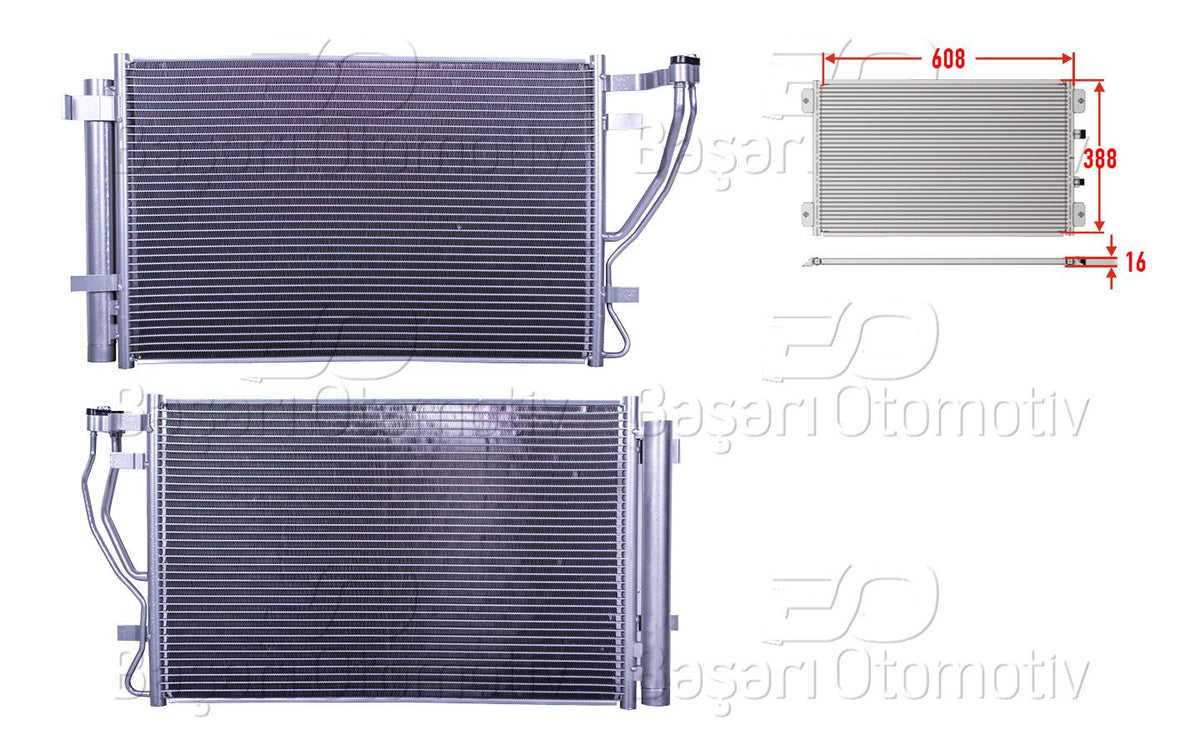Wisco 3143499-00 A/C Condenser 608X388x16 Kia Cerato 2 1.6 Cvvt 2009 > Kia Cerato Koup 2 1.6 Cvvt — Condensers & Evaporators