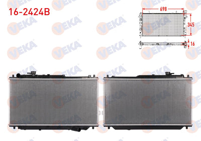 Veka 16-2424B Water Radiator Brazing Kia Sephia (Fb) 1.5i 16V M-T Ac + /-1996-2001 — Radiators & Fans
