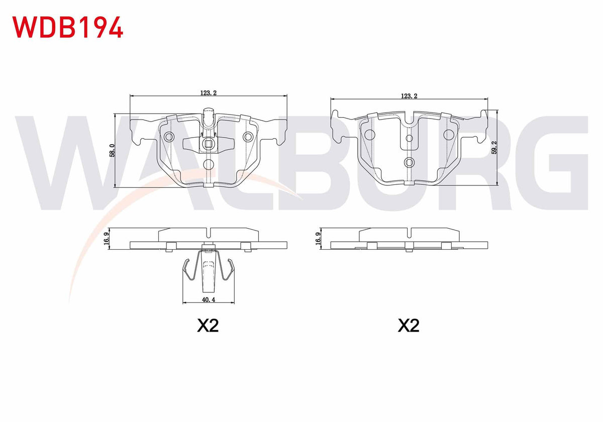 WALBURG WDB194 Brake Pad Rear BMW 3 Series (E90) 318 Cl 2005-2011 / (E90) 320 i 2005-2011 / (E90) 320 D 2005-201 — Brake Pads