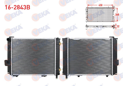 Veka 16-2843B Water Radiator Brazing Mercedes (W124) 260E-280E-300E-300Te-320E-320Te-E280-E300-E320 A-T / — Radiators & Fans