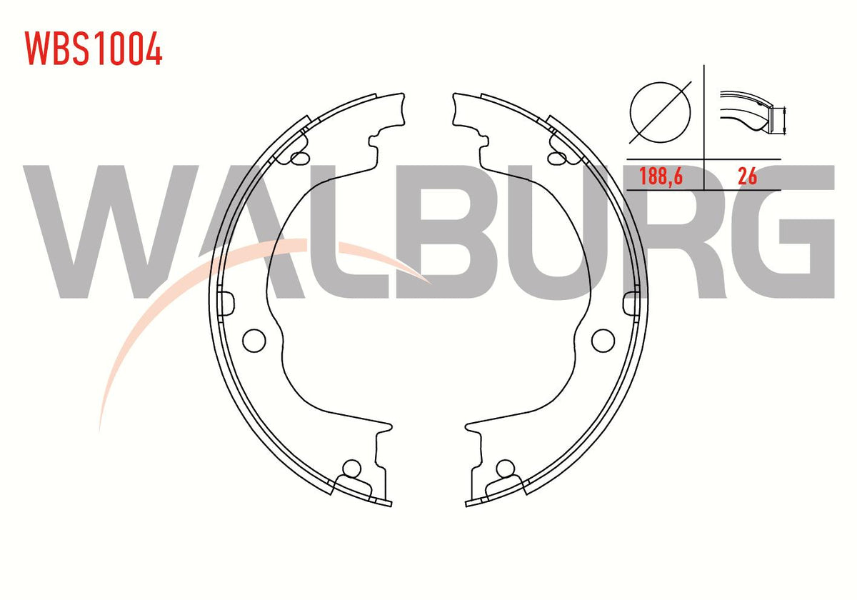 WALBURG WBS1004 Parking Brake Shoe Chevrolet Captiva (C100,C140) 2.0 D 188 — Brake Cables & Hardware
