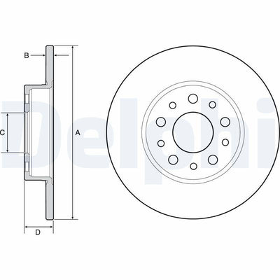 Delphi BG4655C Brake Disc Rear Fiat 500L/Egea 0.9-1.3-1.6 MJT 12-18 — Brake Rotors & Drums