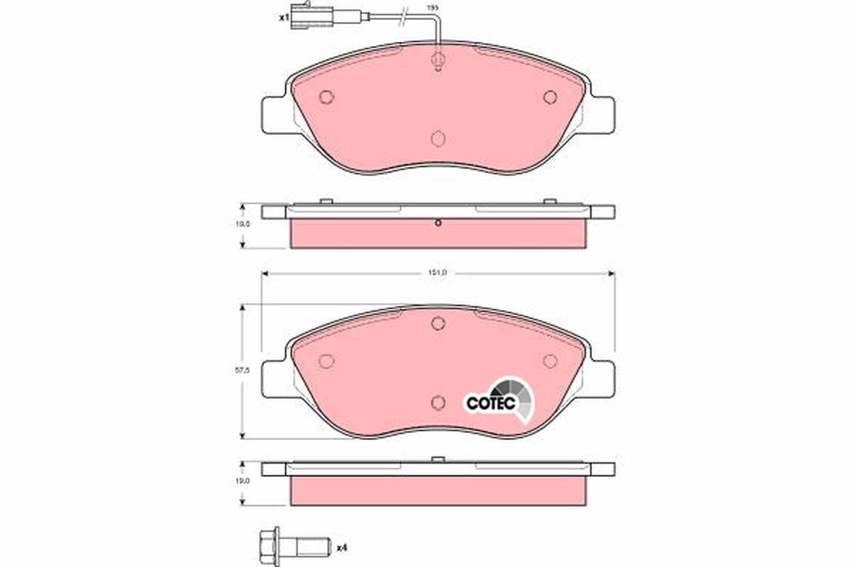 TRW GDB1484 Front Brake Pad Fiat Bravo Stilo Delta Egea 07-11 — Brake Pads
