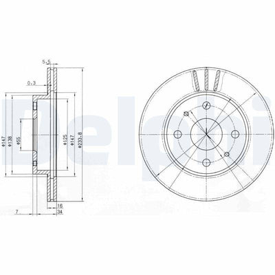 Delphi BG3555 Front Brake Disc - Compatible with Justy, Cuore, Sirion — Brake Rotors & Drums