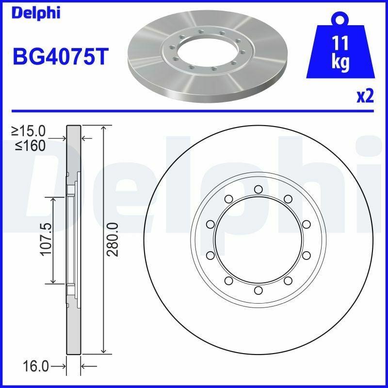 Delphi Rear Brake Disc for Transit V347 - Fits 2.2TDCI, 2.4TDCI, 3.2TDCI Models — Brake Rotors & Drums