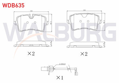 WALBURG WDB635 Brake Pad Rear with Connector Audi A6 (4G2 — Brake Pads
