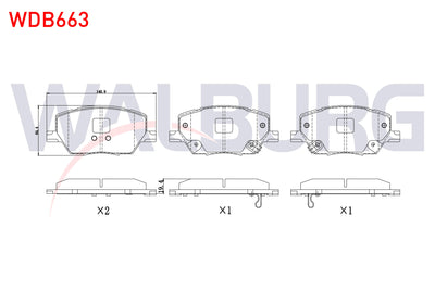 WALBURG WDB663 Brake Pad Front with Wear Indicator Fiat 500X 1.4 2014-/ Fiat 500X 1.6 2014-/ Jeep Renegade (Bu) — Brake Pads